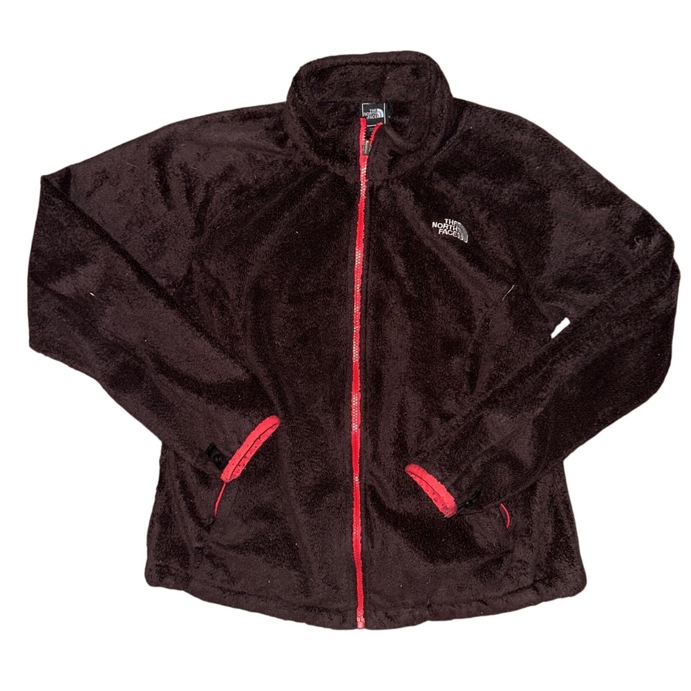 The North Face Osito Fleece Jacket Womens Large Brown Red Full Zip Silken Plush